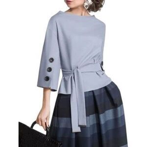 StyleWe Blouse With Tie size Medium NWT Blue Gray